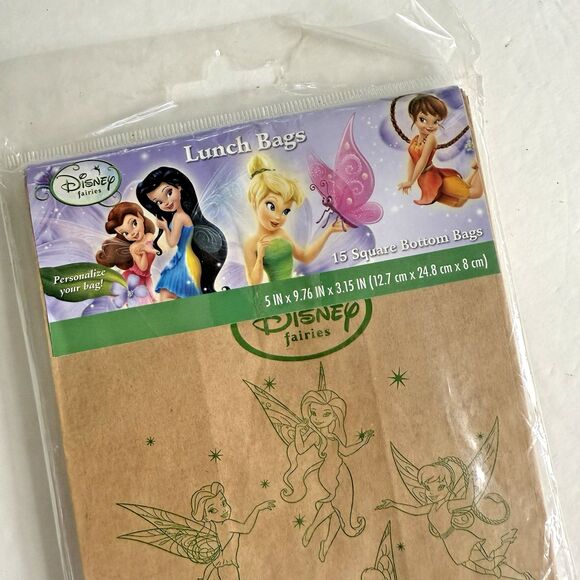 Set of 14 Y2K Disney TINKER BELL Lunch Bags Party Favor Paper Bag Tink Peter Pan - Picture 3 of 7